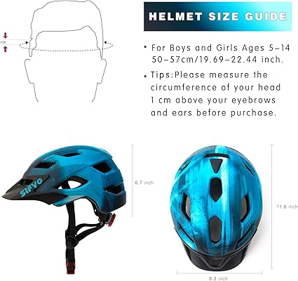 Kids Bike Helmet Boys and Girls Bike Helmet with Cool Visor Helmet for Kids 5-14, Kids Bike Helmets Youth Bike Helmet Adjustable & Lightweight 50-57cm