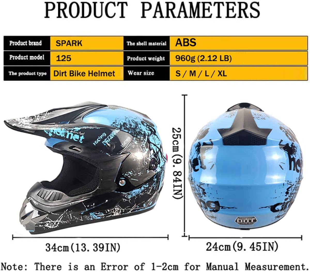 Dirt Bike Helmets Kids Motorcycle Helmet Youth ATV Motocross Full Face Men Women Off-Road Mountain Bike Helmet Adult with(Gloves Goggles Mask) DOT Approved 4Pcs Set